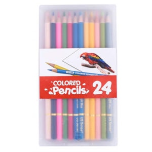 24 sharpened colorful pencil plastic box