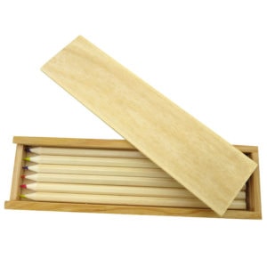 6-pack colorful pencil set in wood box