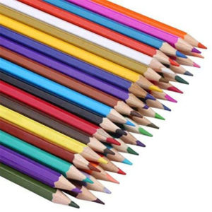7 inch hexagon poplar wood colorful pencil painting sharpened