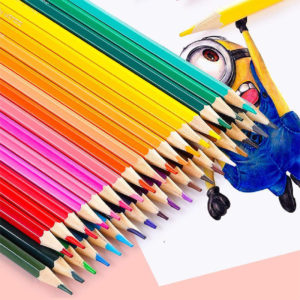 7 inch hexagon poplar wood painting sharpened colorful pencil