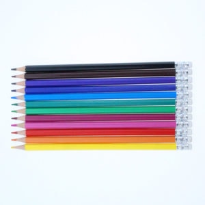 7 inch hexagon sharpened colorful pencil painting plastic with eraser
