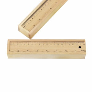 graphite pencil in wood box with ruler