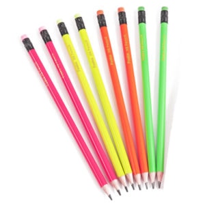 round 7 inch plastic sharpened graphite pencil with eraser painting